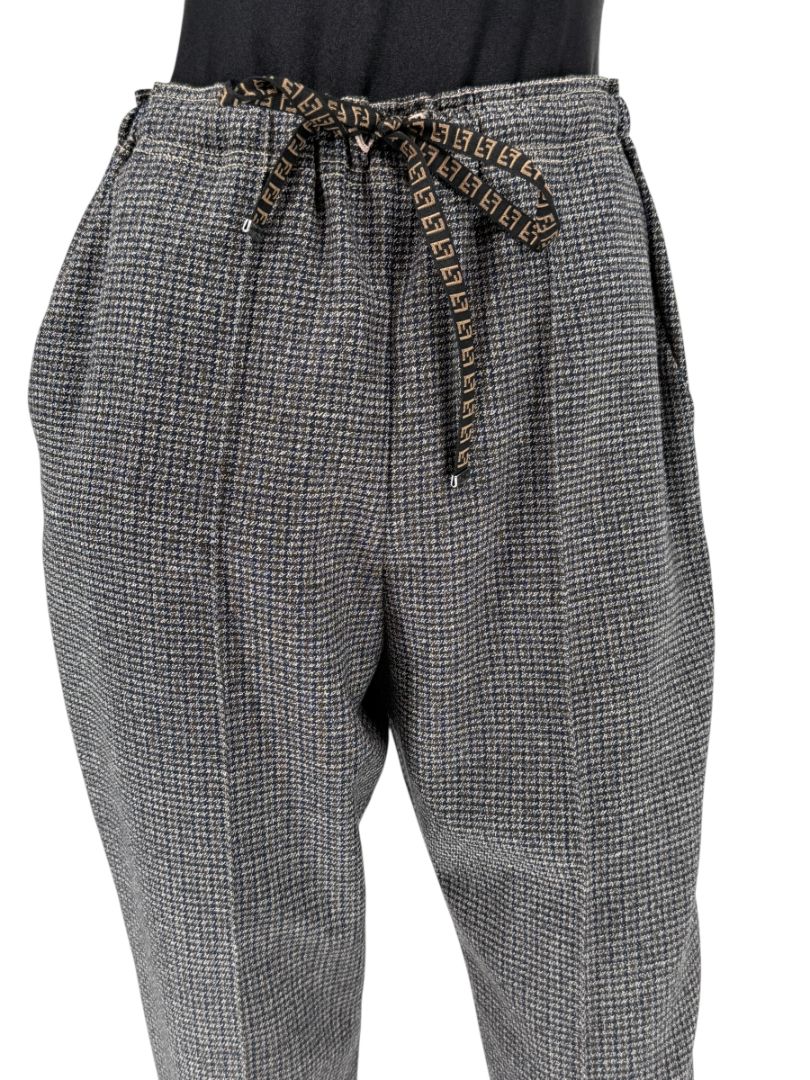 Fendi Roma Grey Wool-Blend Checked Pantsuit – Size IT 42 (Jacket) / IT 40 (Pants)