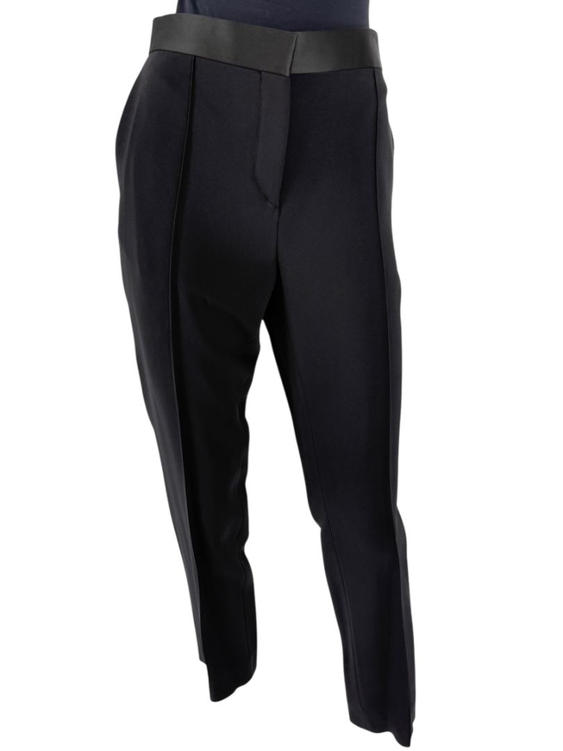 Céline Black Cropped Trousers with Satin Waistband – Size IT 42