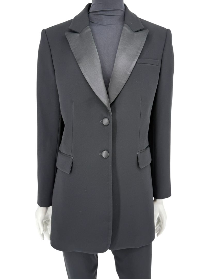 Altuzarra Black Satin-Lapel Tuxedo Blazer & Pants Set – Size IT 44 (US 10