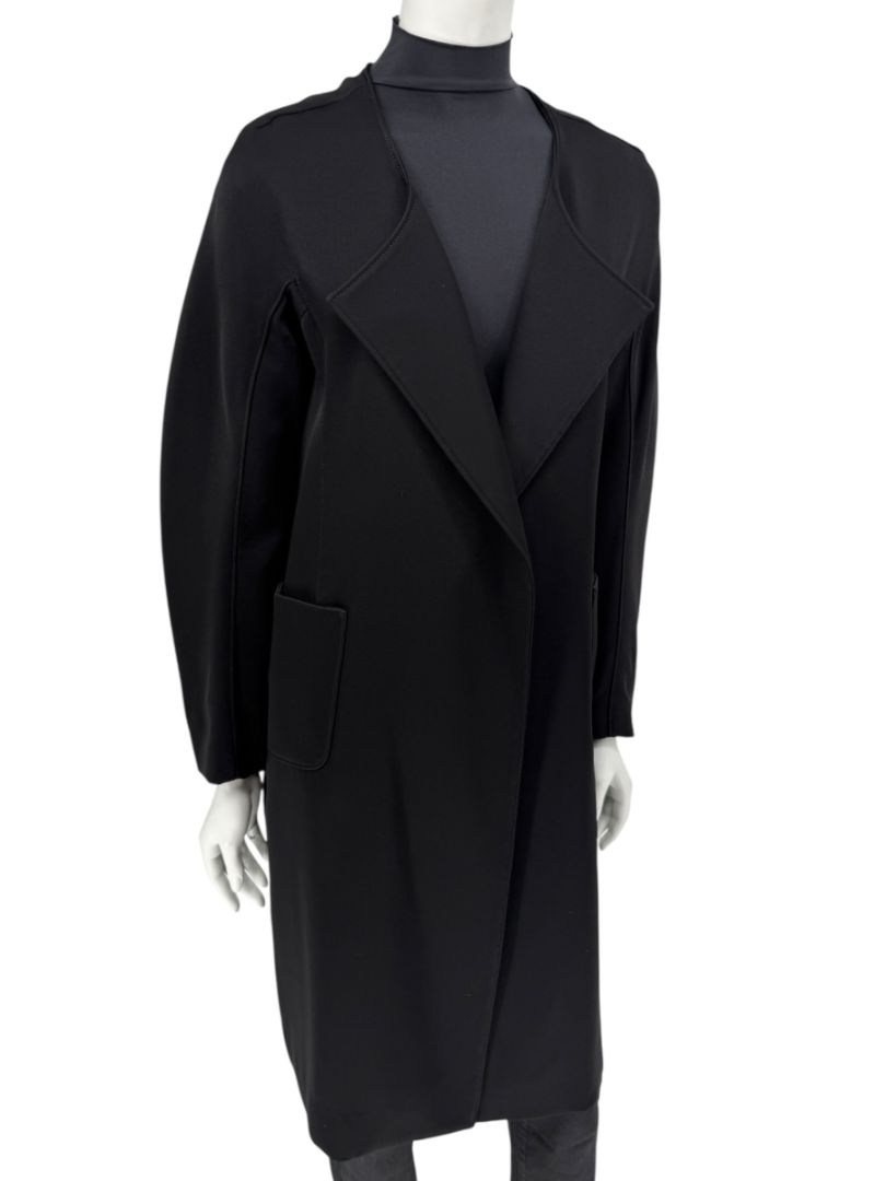 Pamella Roland Black Open-Front Longline Coat – Large