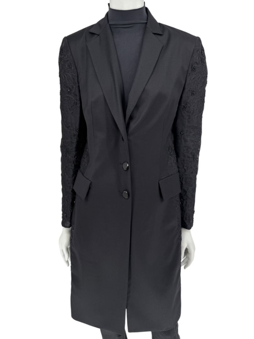 Pamella Roland Black Embellished Longline Jacket – Large
