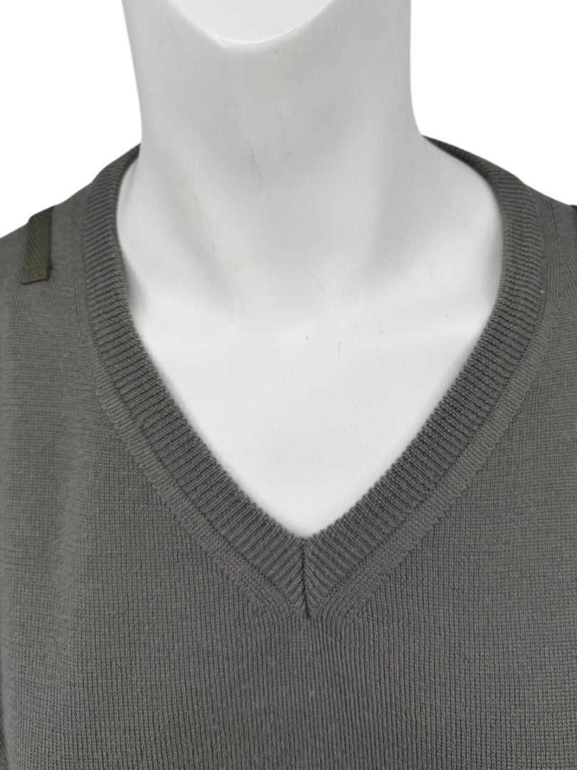 Burberry London Sage Green Merino Wool Military Sweater – Mens Size S