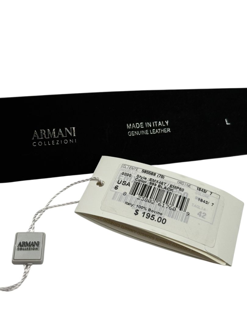 Armani Collezioni Black Patent Leather Belt – Size 42 (L) – 2" Wide