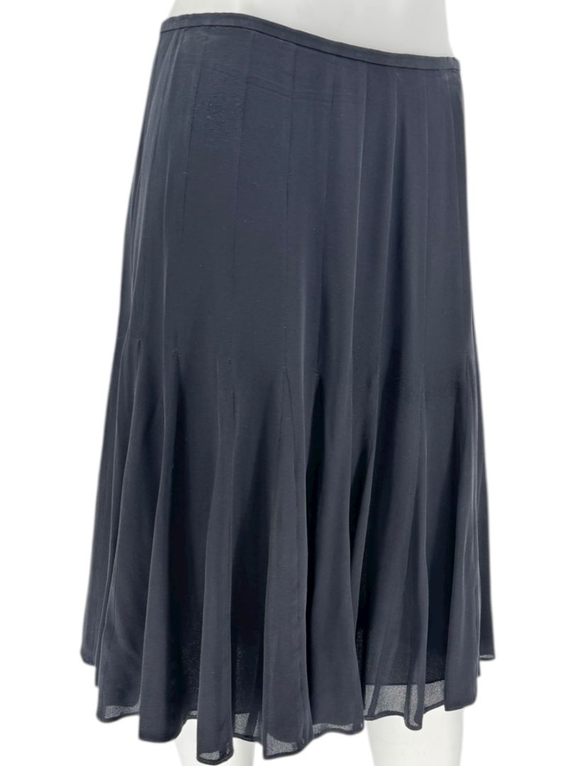 Armani Collezioni Black Silk A-Line Flounce Skirt –Size: 12