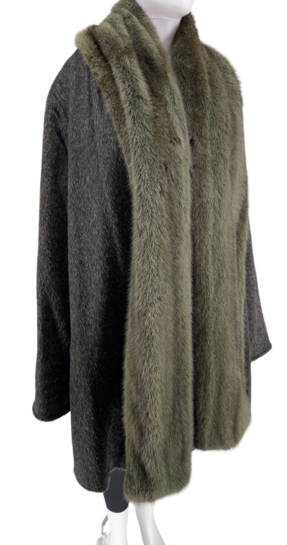 Jacobson’s Vintage Alpaca Swing Coat with Mink Fur Trim – Size 10