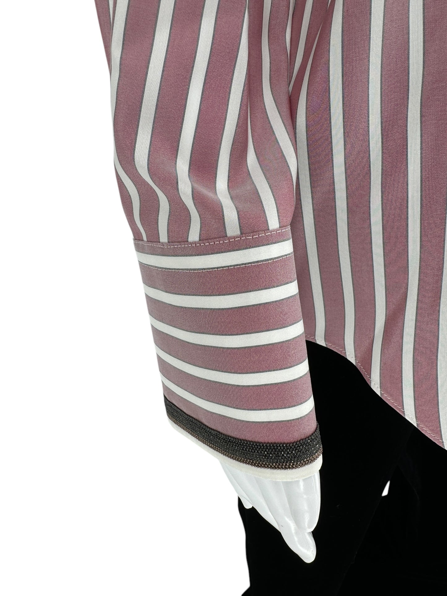 Brunello Cucinelli Silk NWT Striped Button-Up Shirt - Size L