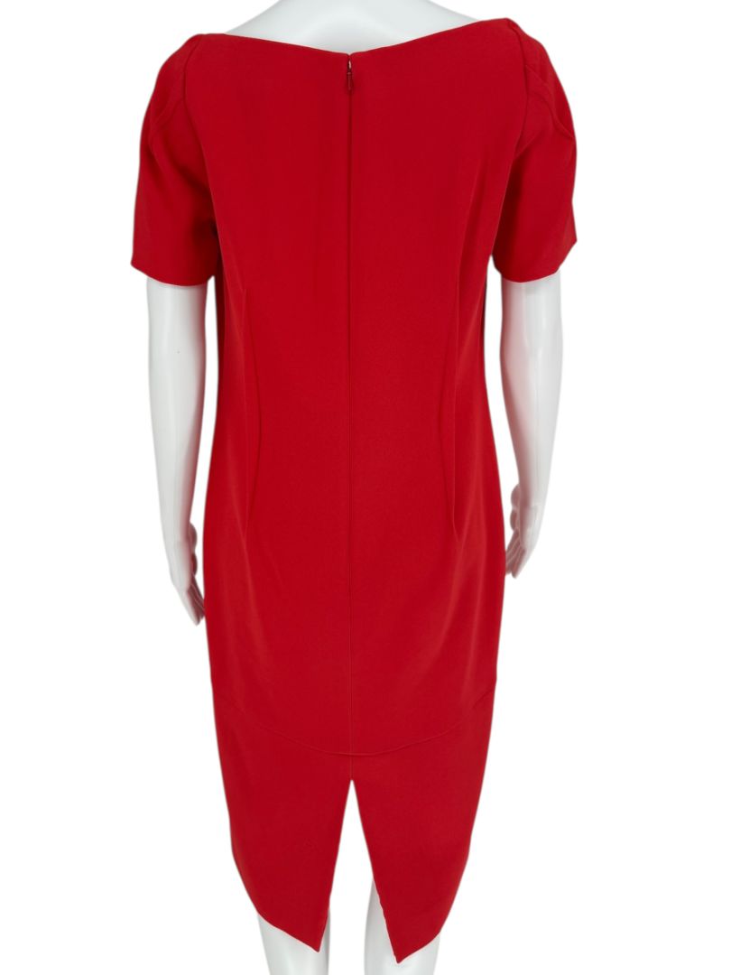 Pamella Roland Sculptural Red Cocktail Dress – Estimated Size 12