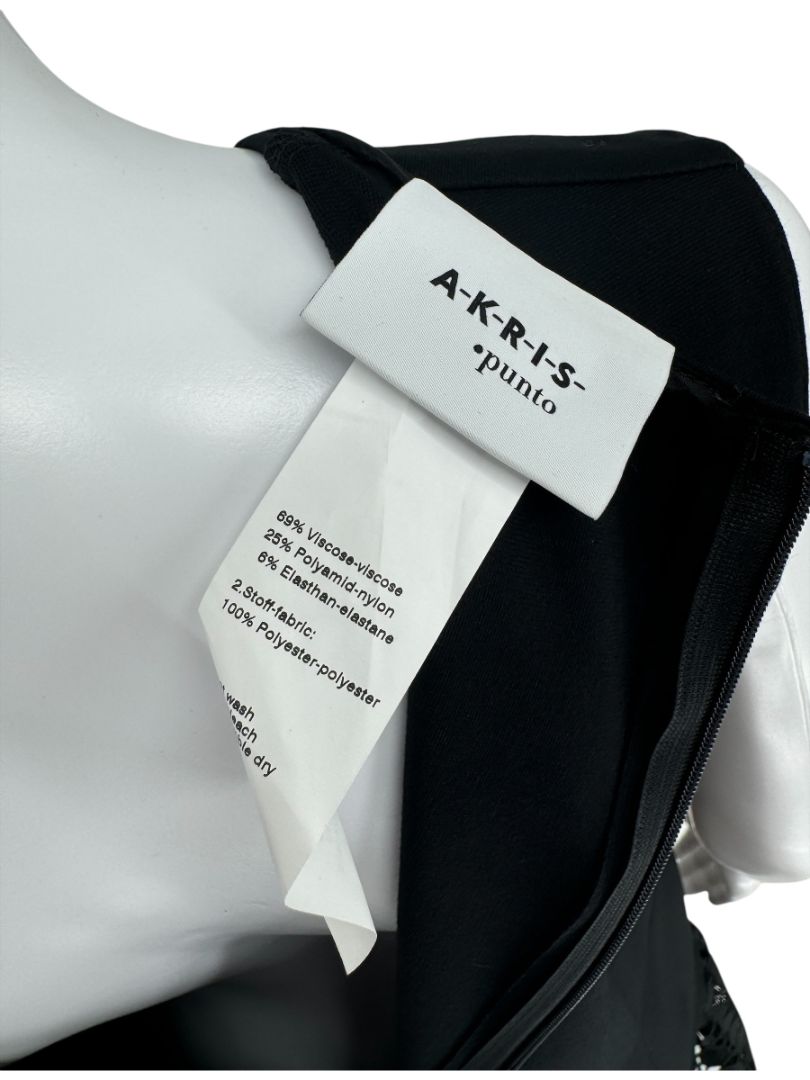 Akris Punto Sleeveless Black Dropwaist Dress with Eyelet Hem - Size 10