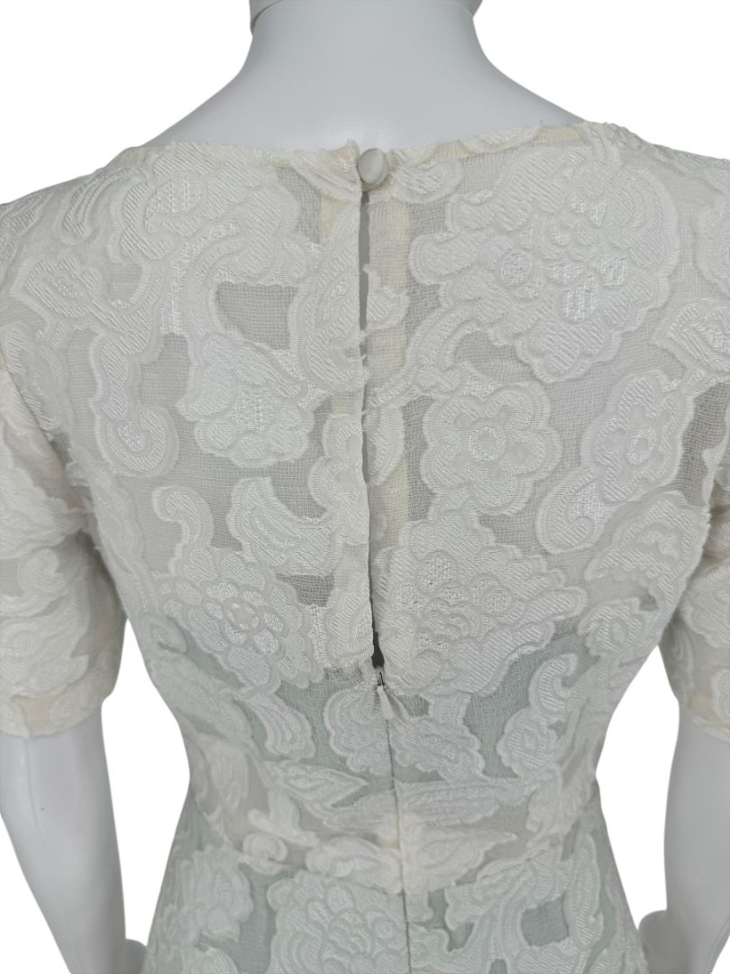 Pamella Roland Ivory Floral Lace Sheath Dress - Size 2