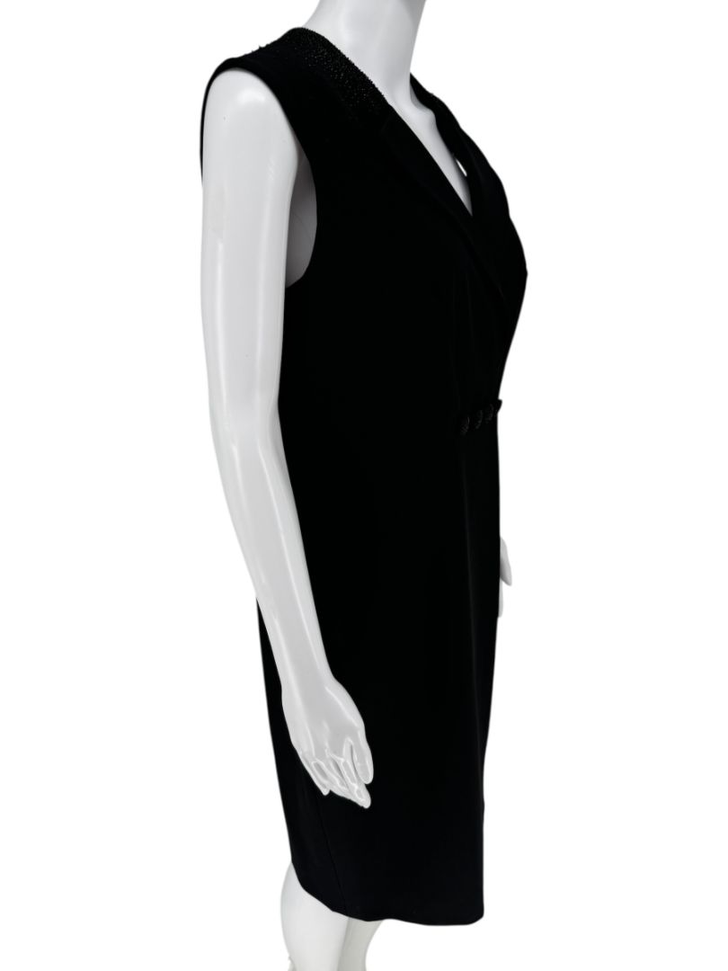 Pamella Roland Embellished Tuxedo-Inspired Sheath Dress