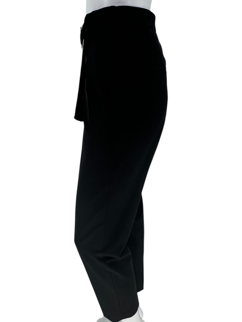 Brunello Cucinelli Black Tapered Trousers with Monili Bead Belt - Size 8