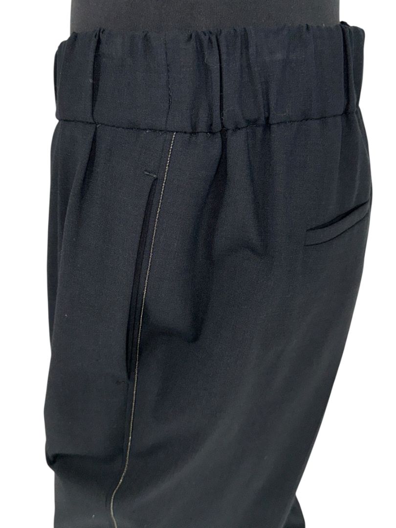 Brunello Cucinelli Navy Wool-Blend Elastic Waist Trousers - IT 44