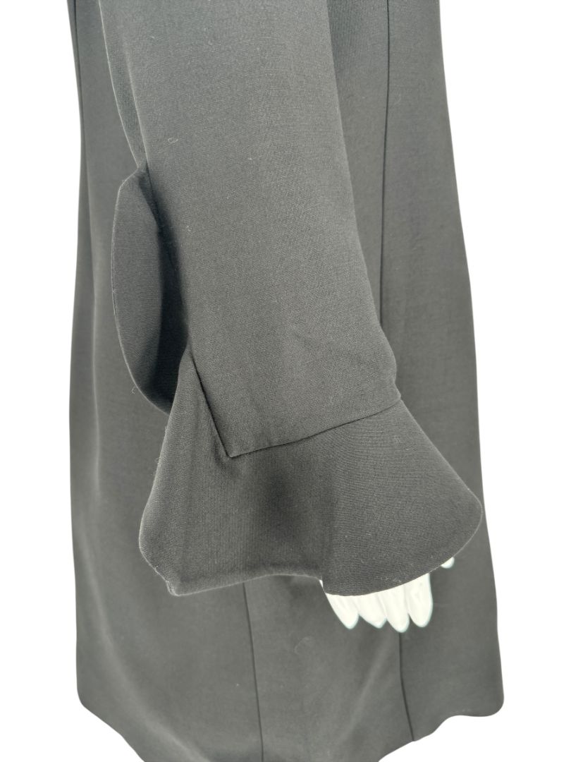 Valentino Black Crepe Ruffle Cuff Dress - Size 10