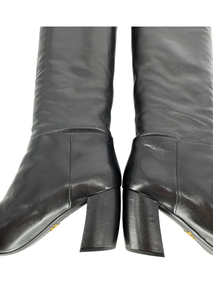 Prada Black Leather Knee-High Boots – Size 39.5