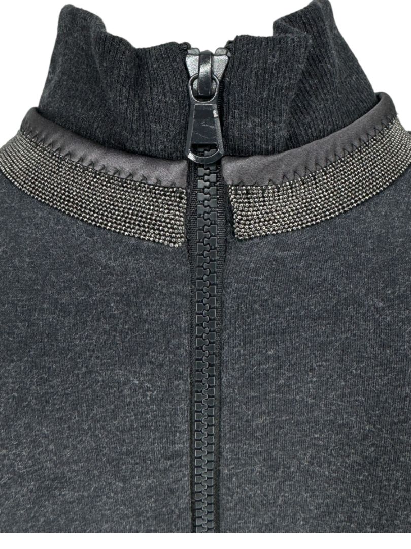 Brunello Cucinelli Charcoal Puff-Sleeve Tunic with Monili Trim – Size Large