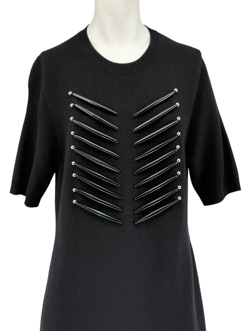 Louis Vuitton Black Cashmere Sweater Dress with Hardware Detail – Size L