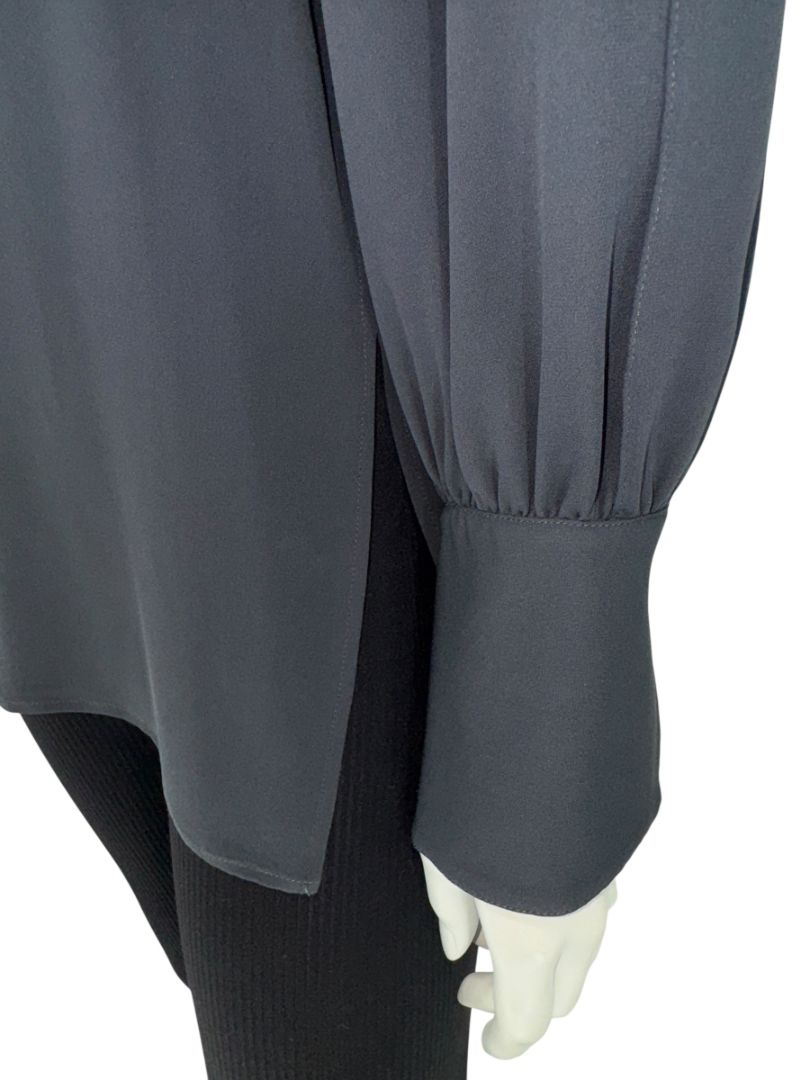The RowThe Row Midnight Navy Silk Blouse with Twist-Sleeve Detail – Size M