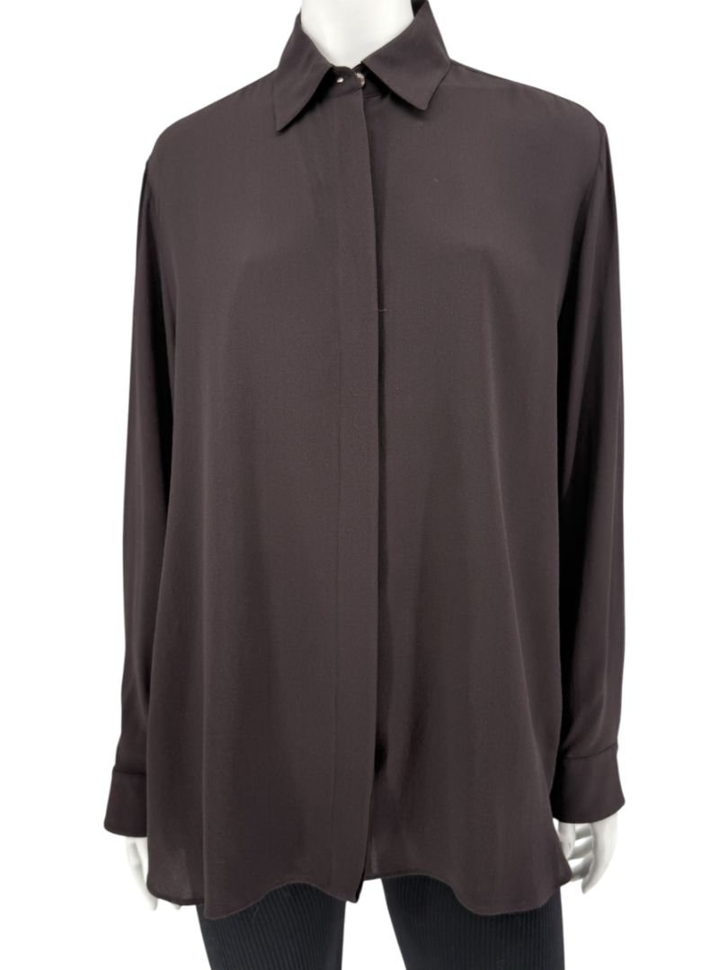The Row Black Silk Button-Front Shirt – Size XS