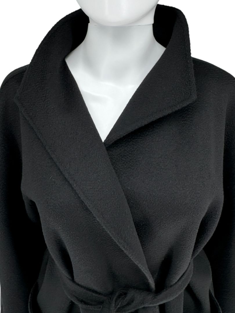 Max Mara ‘Manuela’ Belted Wrap Coat in Black – Size US 10 / IT 44