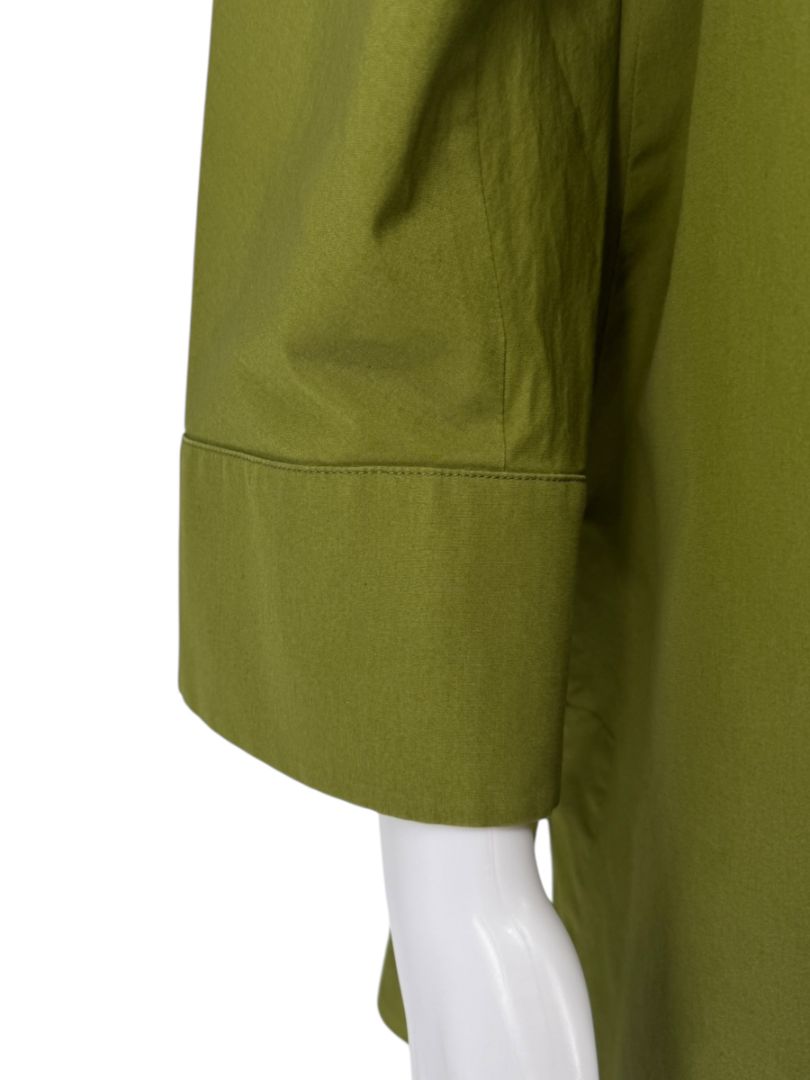 Max Mara Olive Green Cotton Poplin Tunic Shirt – Size IT 42 (US 6)