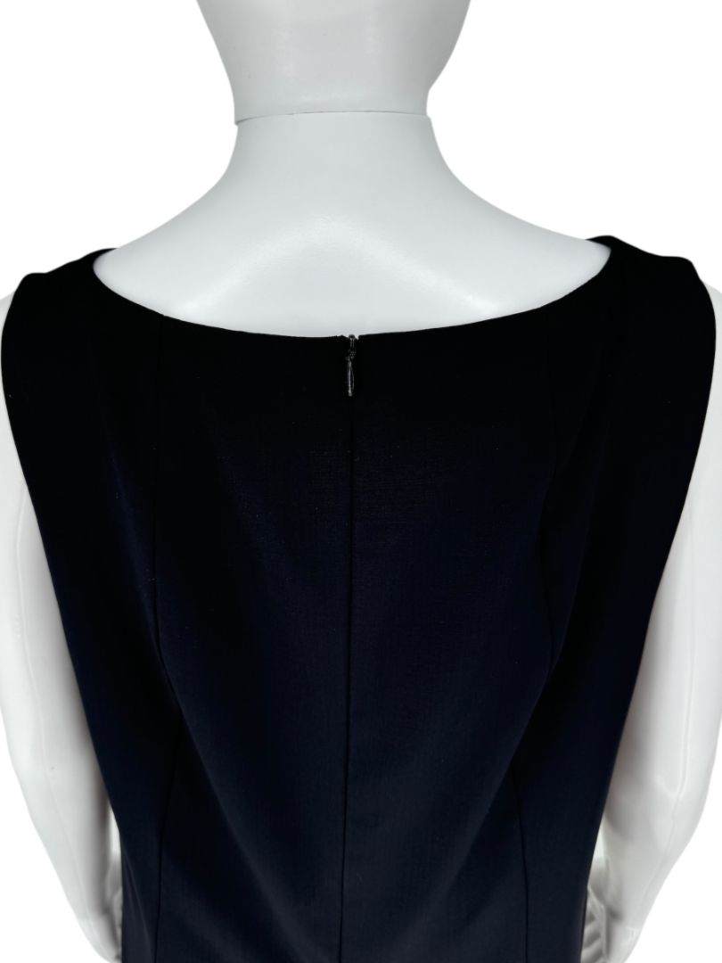 Akris Navy Sleeveless Handkerchief-Hem Midi Dress – US 12 / FR 44 / IT 48