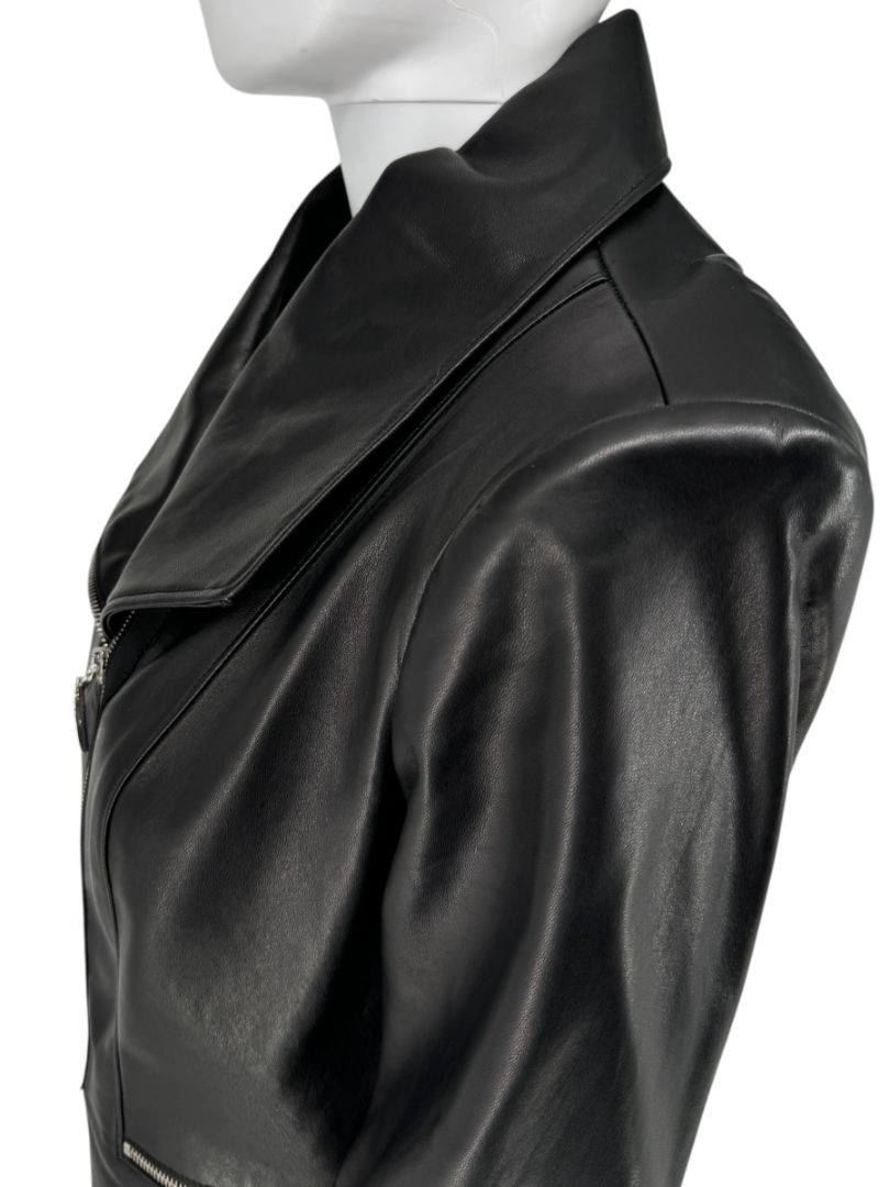 Pamella Roland Black Leather Moto Jacket - Large