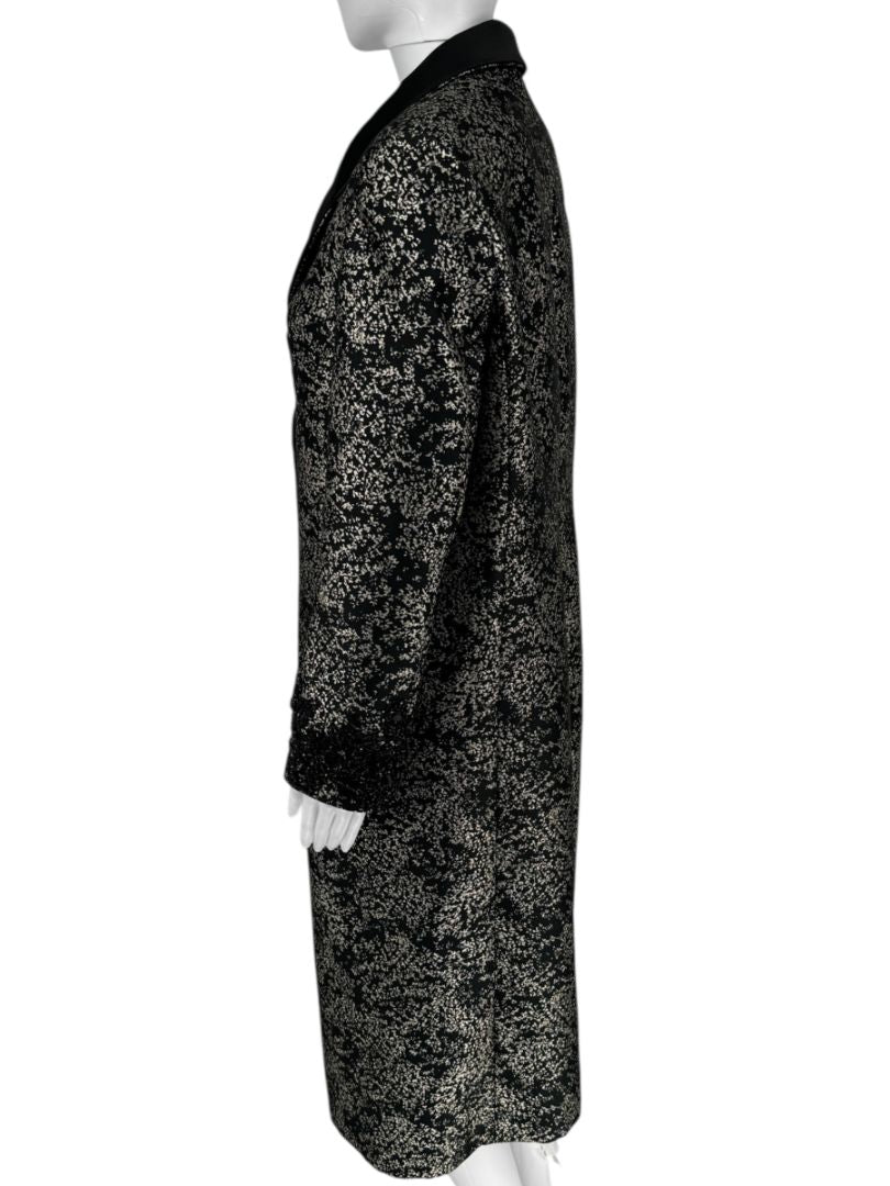Pamella Roland Metallic Brocade Tuxedo Coat with Beaded Cuffs – Large