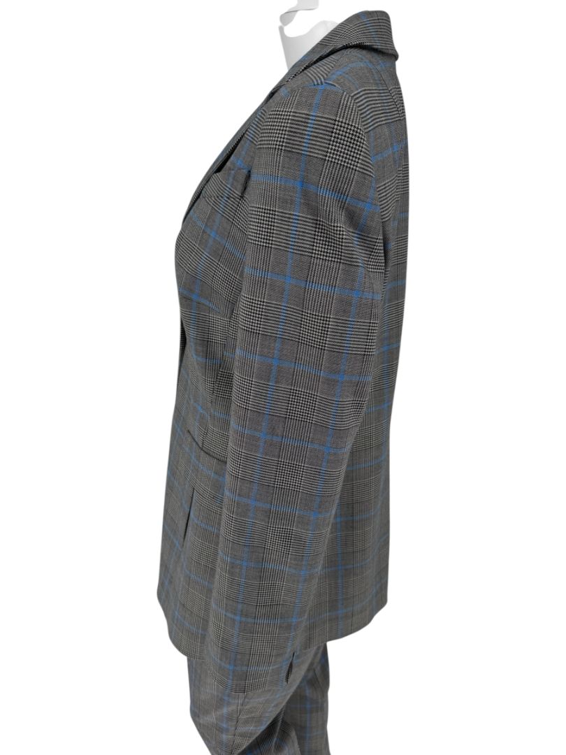 Akris Punto Grey & Blue Glen Plaid Wool Pantsuit – Size 10–12