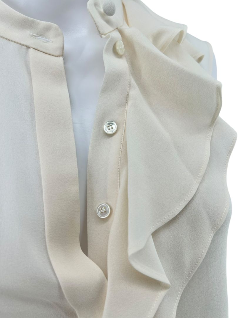 Alexander McQueen Ivory Silk Ruffle Blouse – Size IT 42
