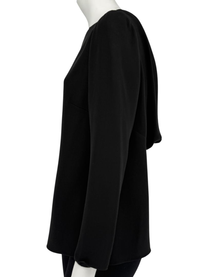 Valentino Black Draped Back Long Sleeve Blouse – Size 10 (IT 46)
