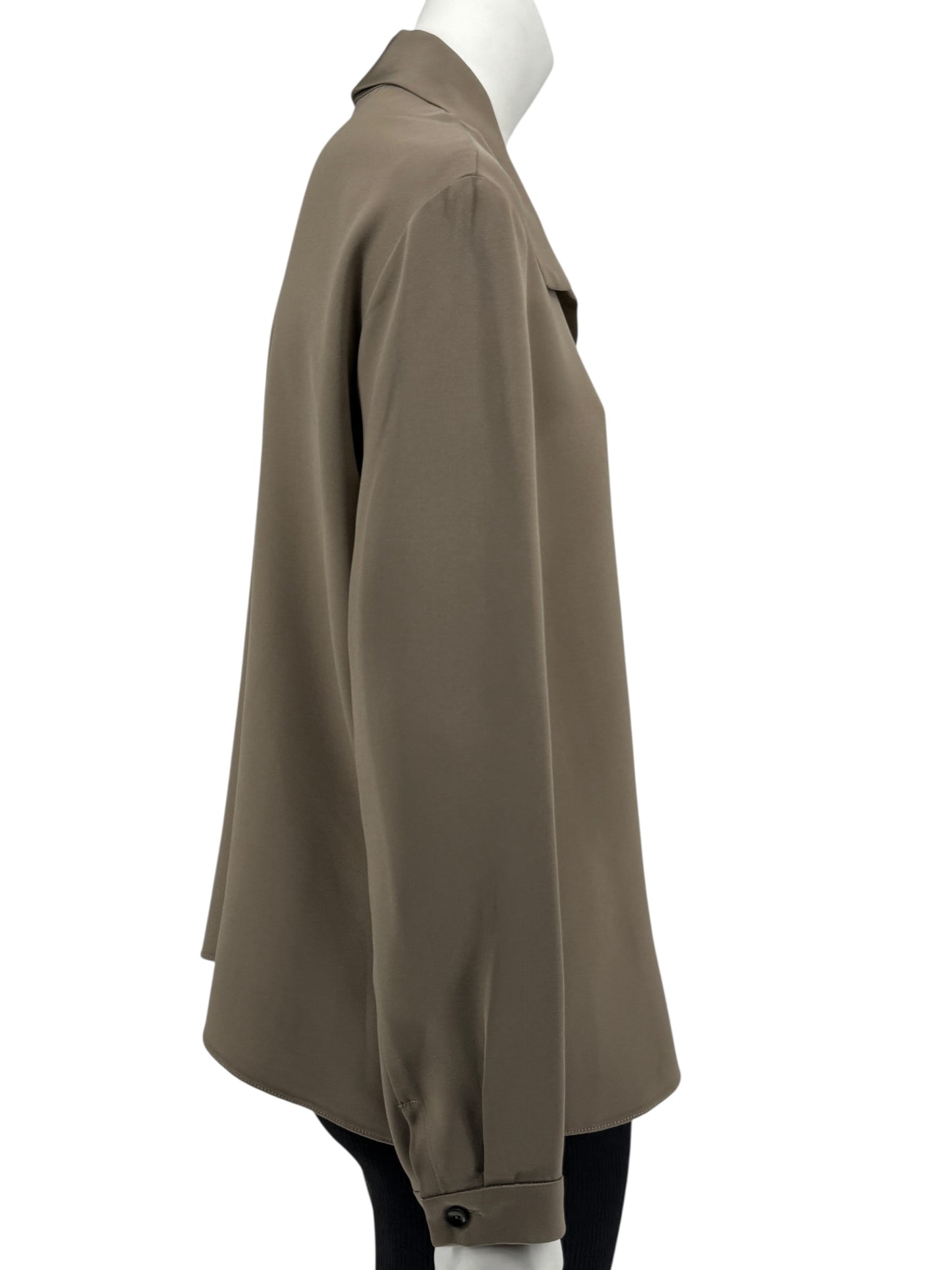 Peter Cohen Taupe Silk Convertible Collar Blouse – Size L