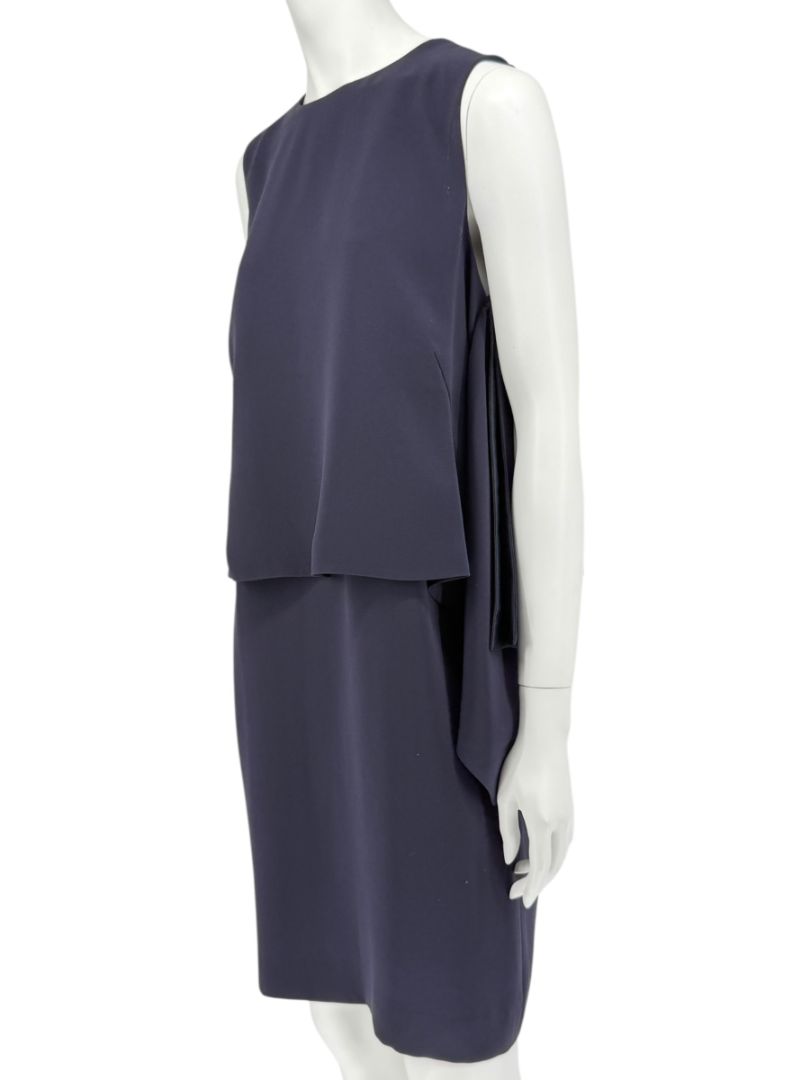 Max Mara Navy Draped Overlay Shift Dress – Size IT 46 (US 12)