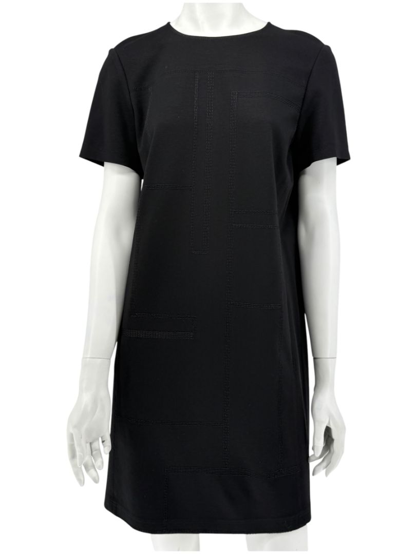 Lafayette 148 Black Textured Knit Shift Dress - Size M