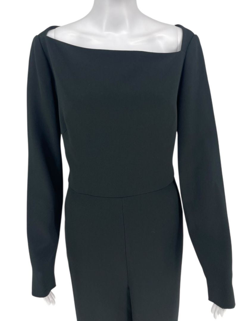 Pamella Roland Black Crepe Long Sleeve Jumpsuit – Size: Large