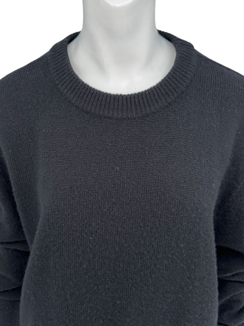 The Row Black Wool-Cashmere Crewneck Sweater – Size M