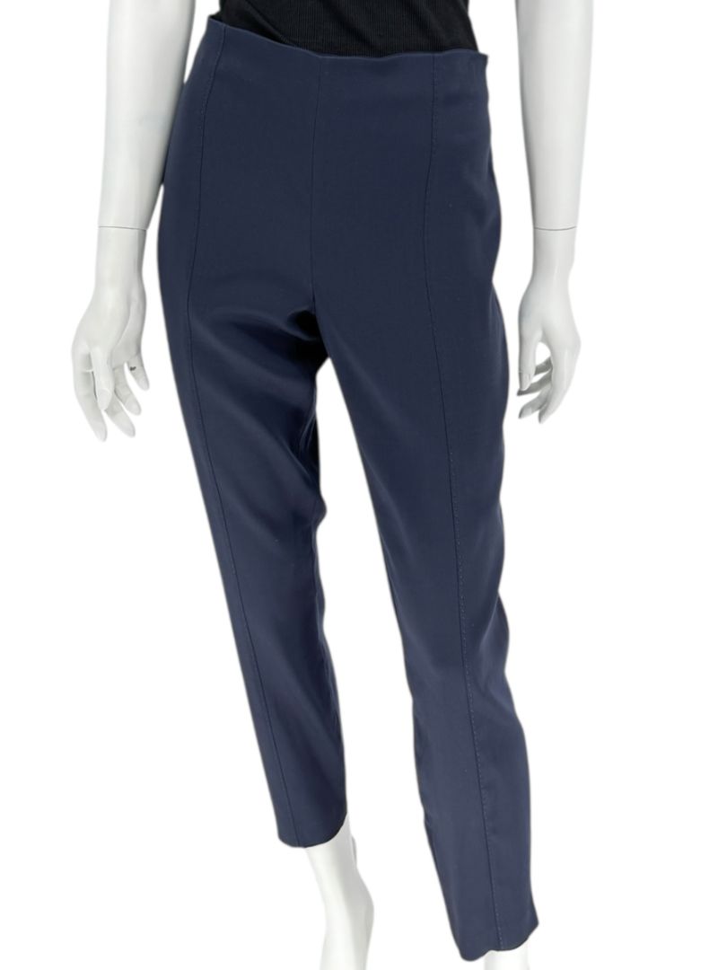 The Row Navy Wool-Silk Blend Cropped Trousers – Size 10