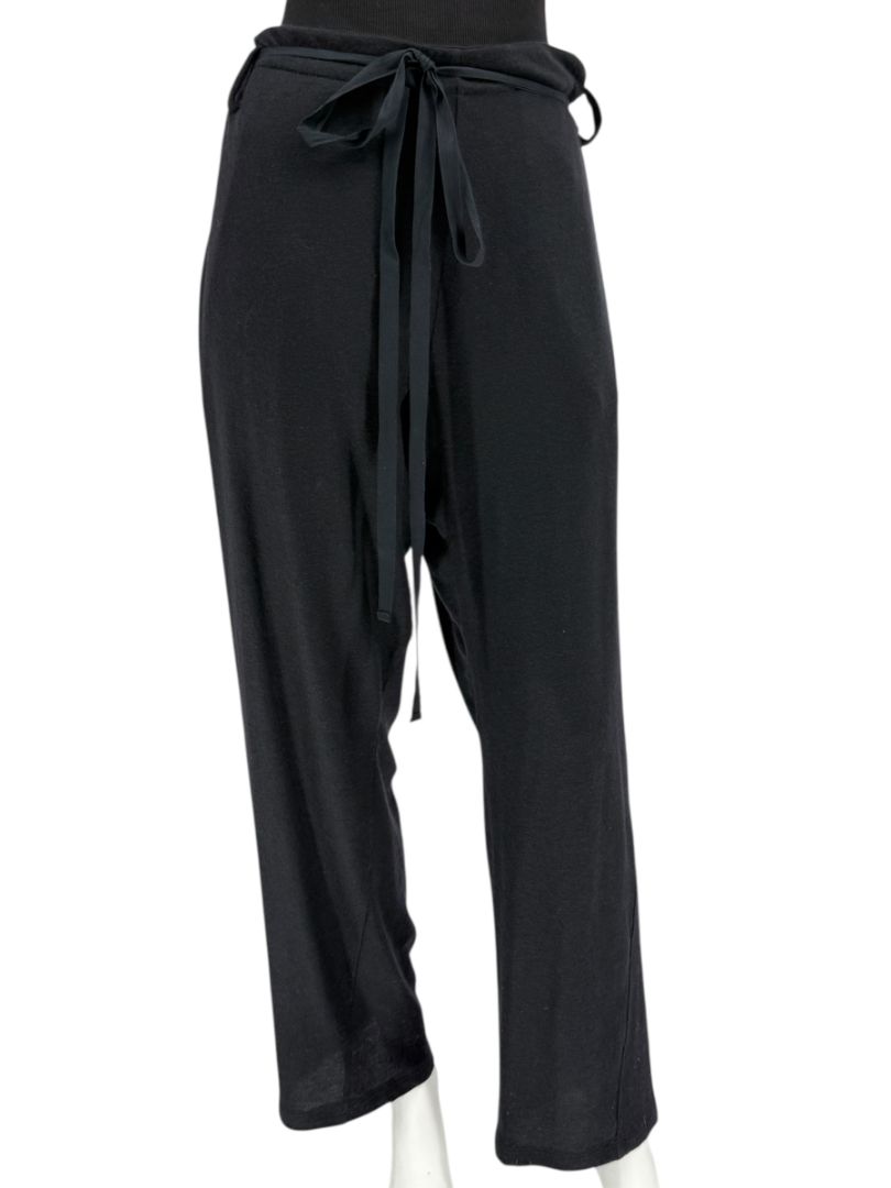 The Row Black Drop-Crotch Belted Knit Pants – Size XS