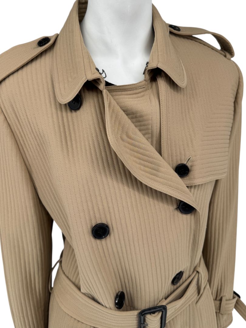 Valentino Camel Quilted Longline Trench Coat – Size IT 44 / US 10