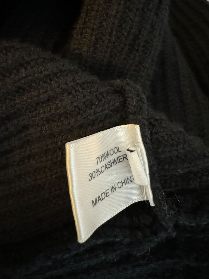 Proenza Schouler Black Wool & Cashmere Ribbed Knit Dress – Size S