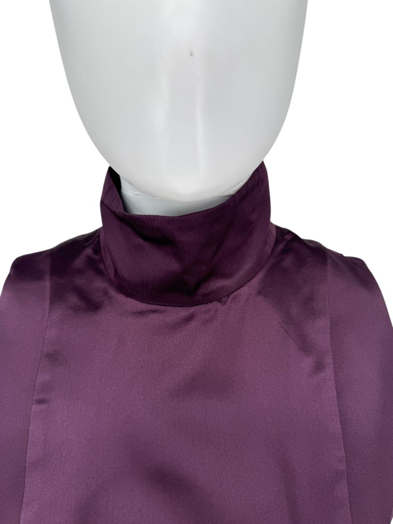Plum High Neck Sleeveless Gown with Back Bow Detail – Large