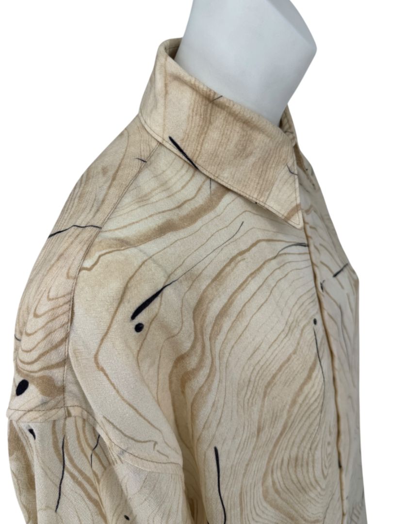 Lemaire Beige Woodgrain Print Button-Up Shirt – Size XS