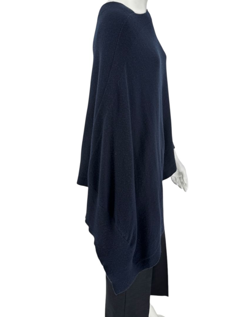 Tomas Maier Navy Blue 100% Cashmere Asymmetric Poncho Sweater – Size 2
