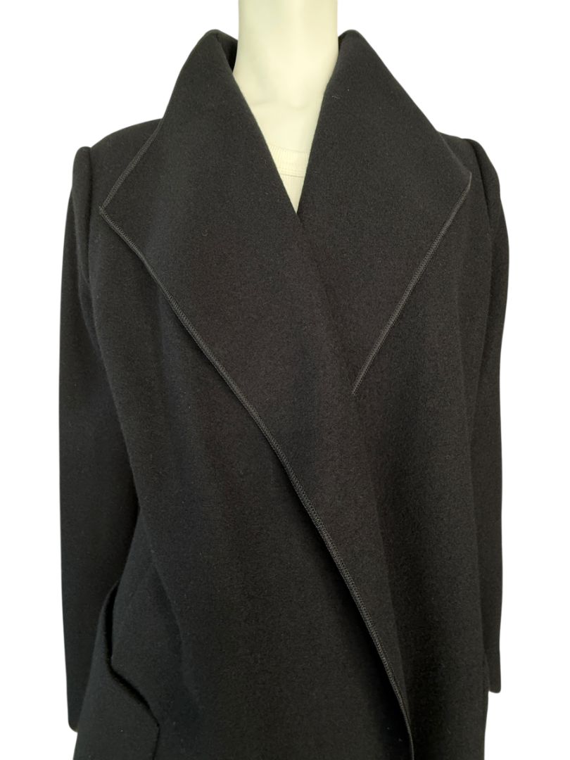 NWT Agnona Black 100% Cashmere Open-Front Coat – Size IT 46 / US 10