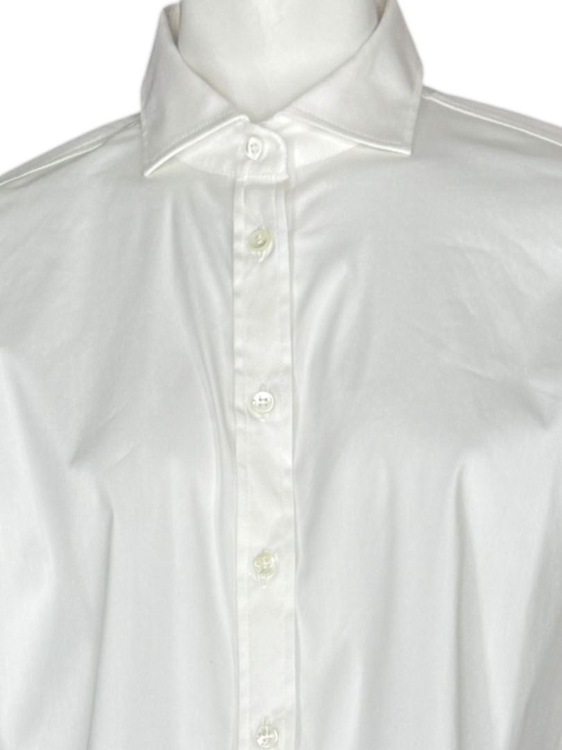 NWT Brunello Cucinelli White Relaxed Satin Cuff Blouse – Size M