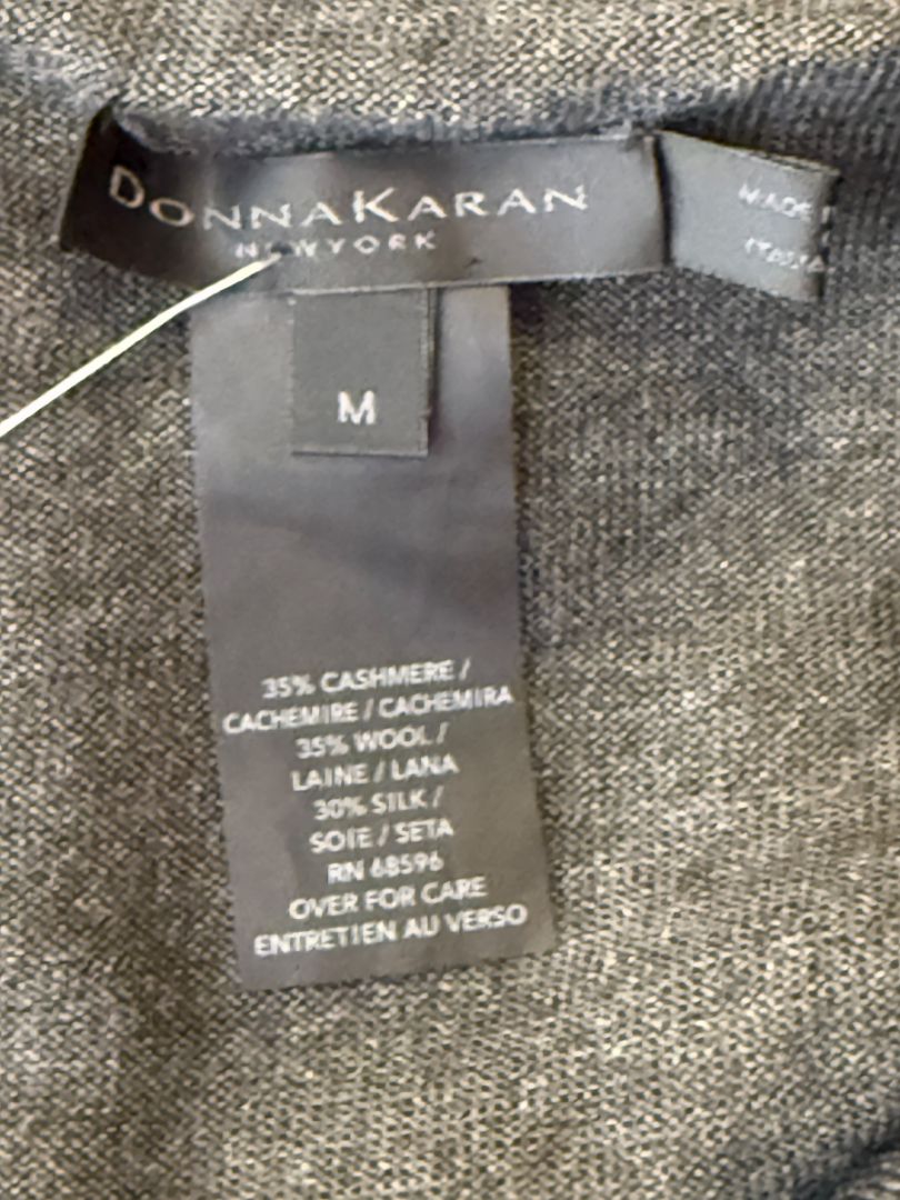 Donna Karan Charcoal Gray Cashmere Wool Silk Draped Cowl Sweater - Size M