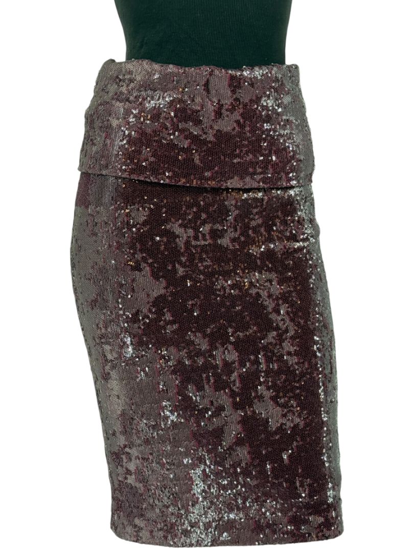 Donna Karan Modern Icons Claret Sequin Pencil Skirt – Size M