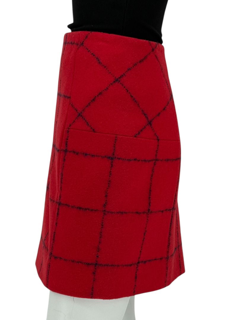 Christian Dior Red Wool Blend Windowpane Skirt – Size IT 46 (US 10)