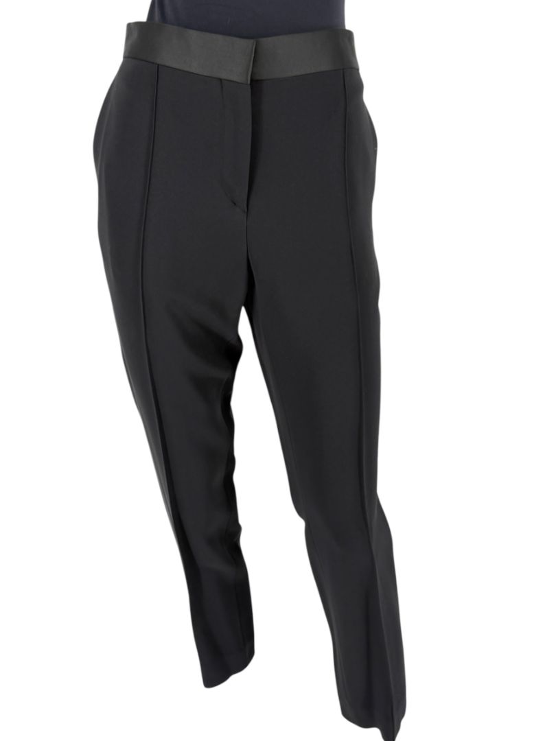 Céline Black Cropped Trousers with Satin Waistband – Size IT 42