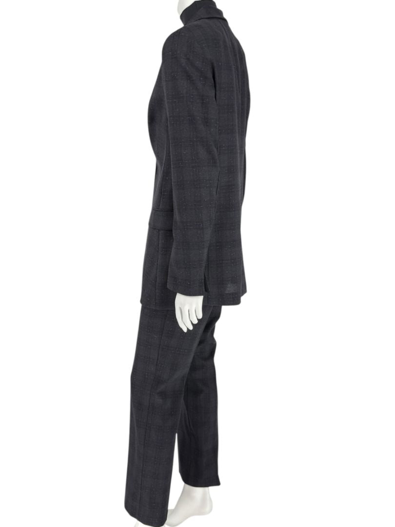 Akris Punto Grey Wool Suit with Purple Fleck Detailing – Size US 10