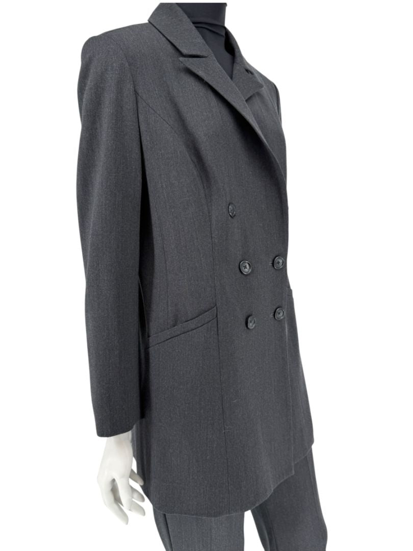 Pamella Roland Charcoal Grey Tailored Pantsuit – Large
